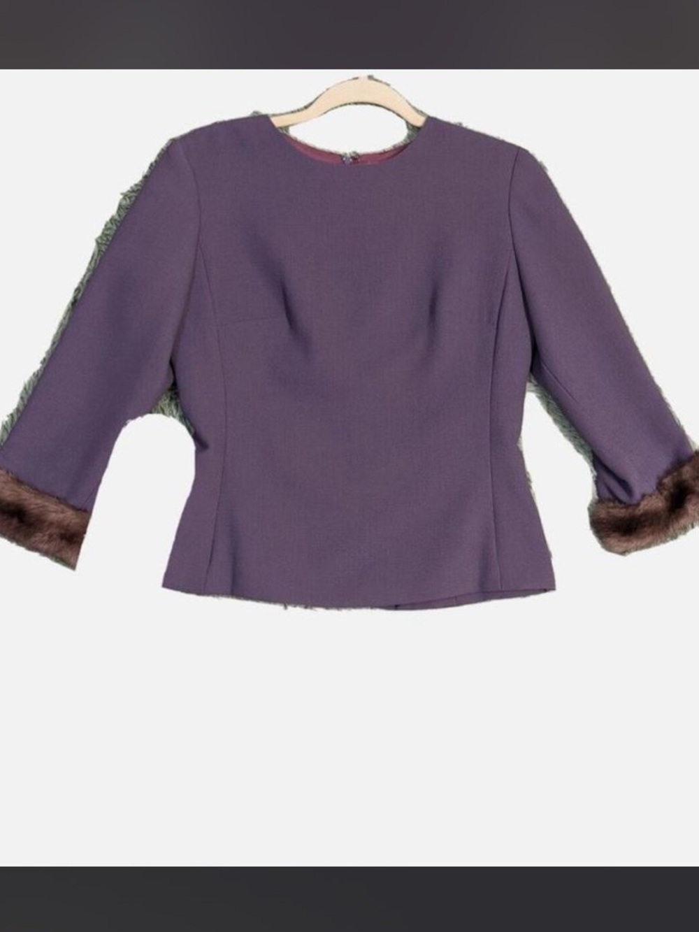 Vintage Purple Chetta B top with fur Cuffs